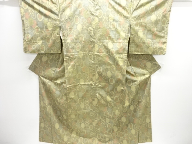 JAPANESE KIMONO / OMESHI / NISHIJIN-ORI / WOVEN KIKKO WITH FLOWER
